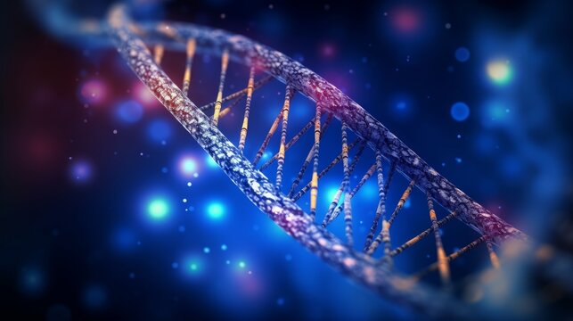 Dark background with DNA. Generative AI