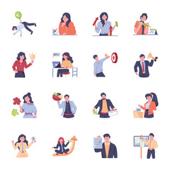 Pack of Employees Flat Illustrations

