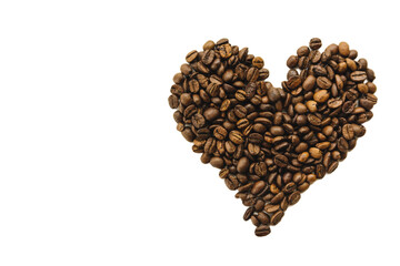 coffee beans heart  isolated on a transparent background	