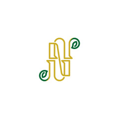 letter N bamboo leaf logo vector