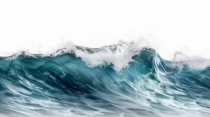 Waves of ocean water on a white background. Generative AI