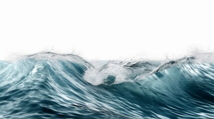 Waves of ocean water on a white background. Generative AI