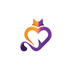 geometric cat love color logo vector eps file