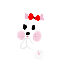 white fluffy cartoon cat