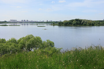 Obraz premium Landscape, view of the lake and the shore. Background for design