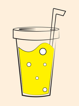 illustration of a glass of lemonade cup of orange juice
