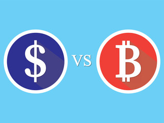 dollar vs bitcoin dollar symbol icon crypto 