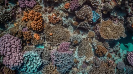 Naklejka na ściany i meble Coral reef top view texture