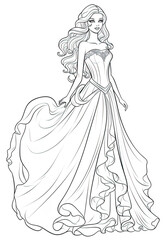 Fototapeta premium bride in wedding dress, illustration