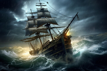 Naklejka premium old pirate ship