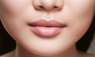 Obraz premium fashionable lips and mouth of a young female model. AI GENERATIVE