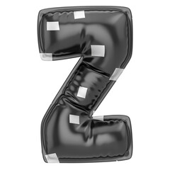 Balloon Z Font Black 3D Render