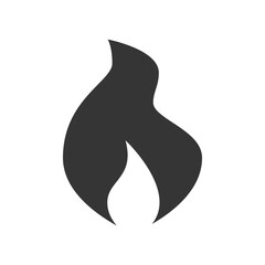 Fire icon, simple black emoji in flat style