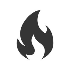 Fire icon, simple black emoji in flat style