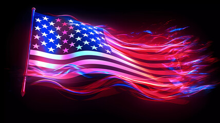 USA Flag Neon Vibe Colors Generative AI