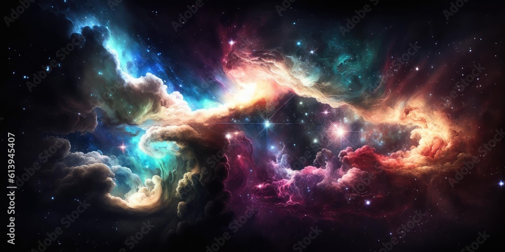 Sticker background of an infinite space with stars, galaxies, nebular. superlative generative ai image.