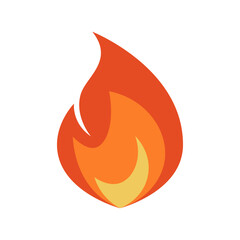 Fire icon, simple emoji in flat style