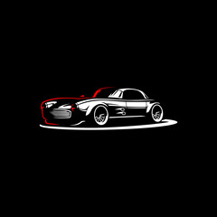 vector classic car on black background. use for logo and illustration