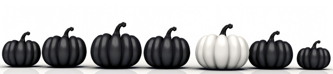 Fototapeta na wymiar Halloween black and gray pumpkin silhouettes standing on white background.