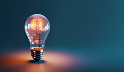 Brain shaped filament light bulb. Conceptual illustration for idea, creativity, solution, innovation, invention, inspiration, imagination - Generative AI