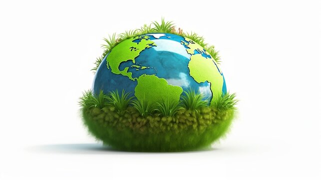  Earth Day concept with green globe and eco friendly enviroment. World Environment Day. Generative Ai. 
