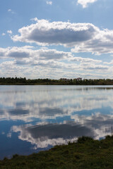 Landscape, view of the lake and the shore. Background for design