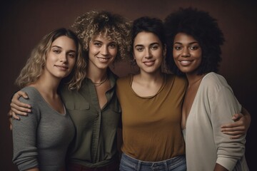 Obraz premium Group of multiracial woman standing together Generative AI