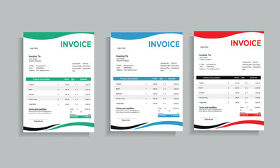 Clean and Minimal Business modern invoice template vector design