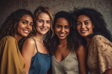 Obraz premium Group of multiracial woman standing together Generative AI