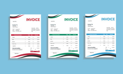 Invoice minimal design template. Bill form business invoice accounting. Modern and Creative design