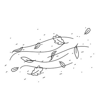 recommend clip art: doodle wind line carrying fallen leaves