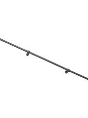 Gray handrail for descending stairs which mounting on wall diagonally isolated on transparent background, side view.