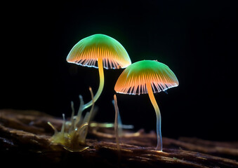 Fototapeta premium Bioluminescent Fungus , mushroom in the forest