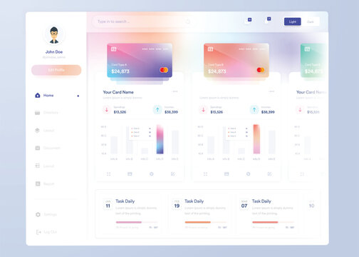 Infographic dashboard. UI design with graphs, charts and diagrams. Web interface template for business presentation.	