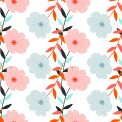 Simple stylized flower seamless pattern. Decorative naive botanical backdrop.
