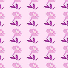 Contemporary cute stylized flowers seamless pattern. Decorative naive style botanical wallpaper.