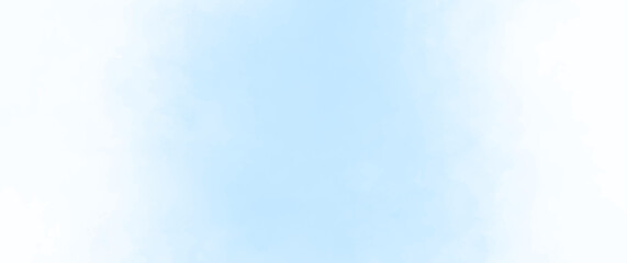 Blue vector watercolor art background with white clouds and blue sky. Hand drawn vector texture. Heaven. Watercolour banner. Abstract template for flyers, cards, poster, cover or design interior.	