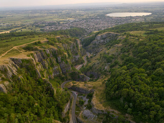Cheddar Gorge view from a drone