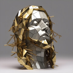 Captivating Jesus Face Statue - Generative AI