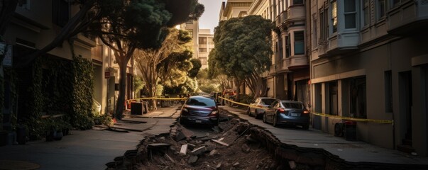 Damage from an earthquake in an American city, Generative AI