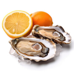 Delicious seafood oysters isolated on white background