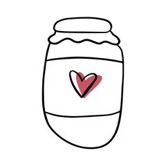 Doodle jar of jam. Autumn atmosphere. Grandma is jam