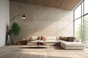 Obraz na płótnie Canvas Stylish living room interior with beautiful house plants