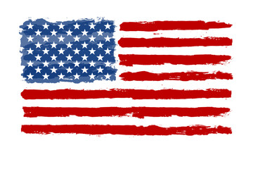 American flag brush paint texture. Grunge USA Flag. Vector Illustration for Celebration Holiday 4 of July American President Day. Stars and stripes.