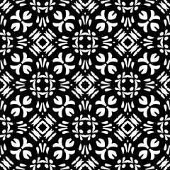  Background with abstract shapes. Black and white texture. Seamless monochrome repeating pattern  for decor, fabric, cloth. 