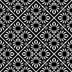  Background with abstract shapes. Black and white texture. Seamless monochrome repeating pattern  for decor, fabric, cloth. 