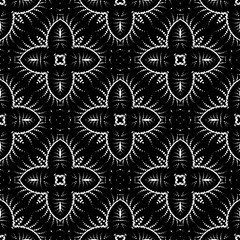  Background with abstract shapes. Black and white texture. Seamless monochrome repeating pattern  for decor, fabric, cloth. 