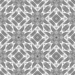  Background with abstract shapes. Black and white texture. Seamless monochrome repeating pattern  for decor, fabric, cloth. 