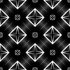  Background with abstract shapes. Black and white texture. Seamless monochrome repeating pattern  for decor, fabric, cloth. 