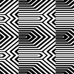 Vector pattern with symmetrical elements . Modern stylish abstract texture. Repeating geometric tiles from striped elements. Black and white pattern.